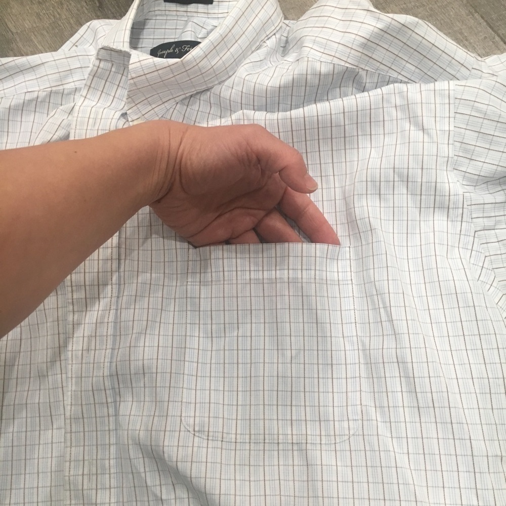 Joseph & Feiss Light Blue and White Checked Button-Down Shirt - Picture 7 of 7